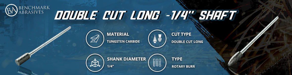 Double Cut Long 1/4" Shaft Carbide Burrs