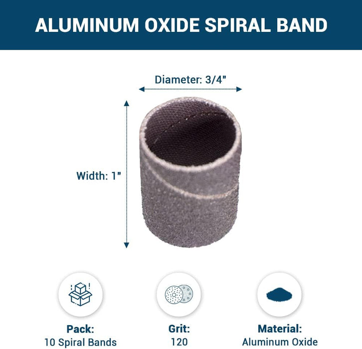 3/4" x 3/4" Aluminum Oxide Spiral Band - 10 Pack