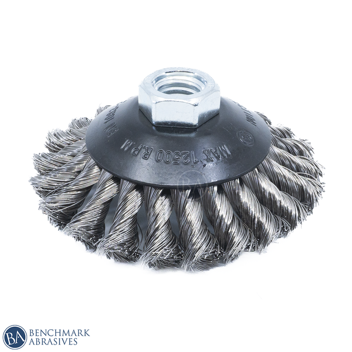 4" X 5/8"-11 Knotted Cup Brush - Stainless