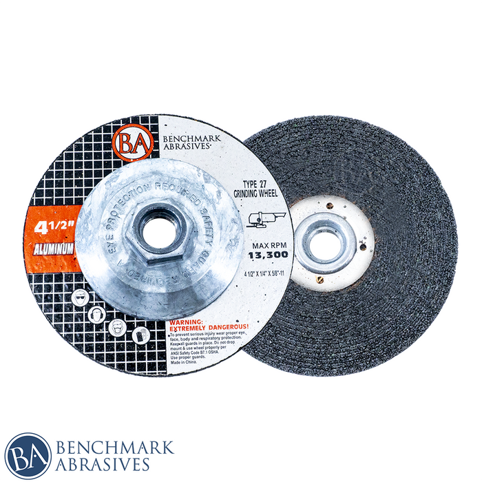 4-1/2" x 1/4" x 5/8-11" T27 Hub Depressed Center Grinding Wheel For Aluminum - 10 Pack