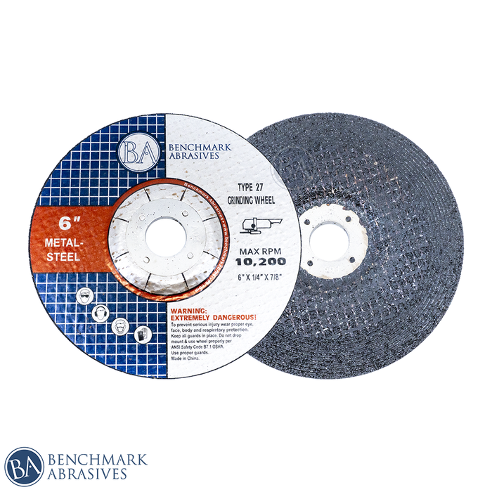 6" X 1/4" X 7/8" T27 Depressed Center Grinding Wheel - 25 Pack