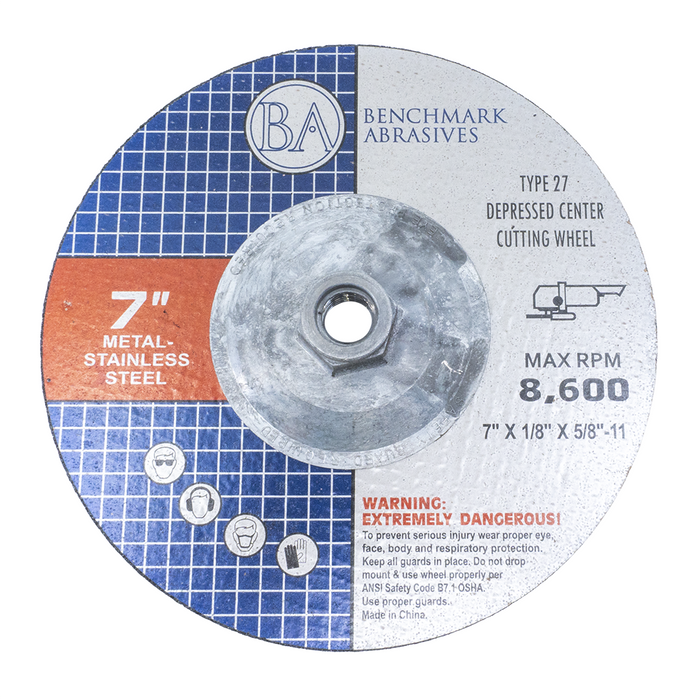 7" X 1/8" X 5/8"-11 T27 Pipeline Wheel - 10 Pack