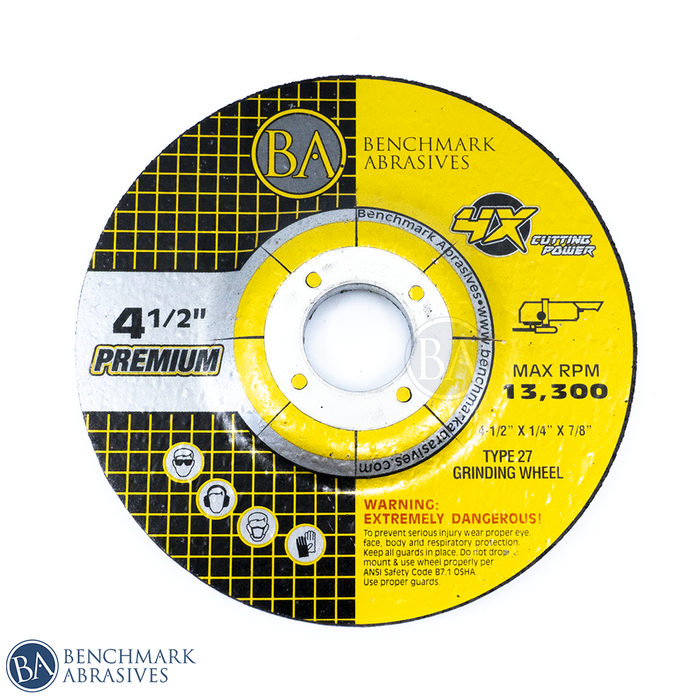 4-1/2" X 1/4" X 7/8" T27 High Performance 4x Depressed Center Grinding Wheel - 25 Pack