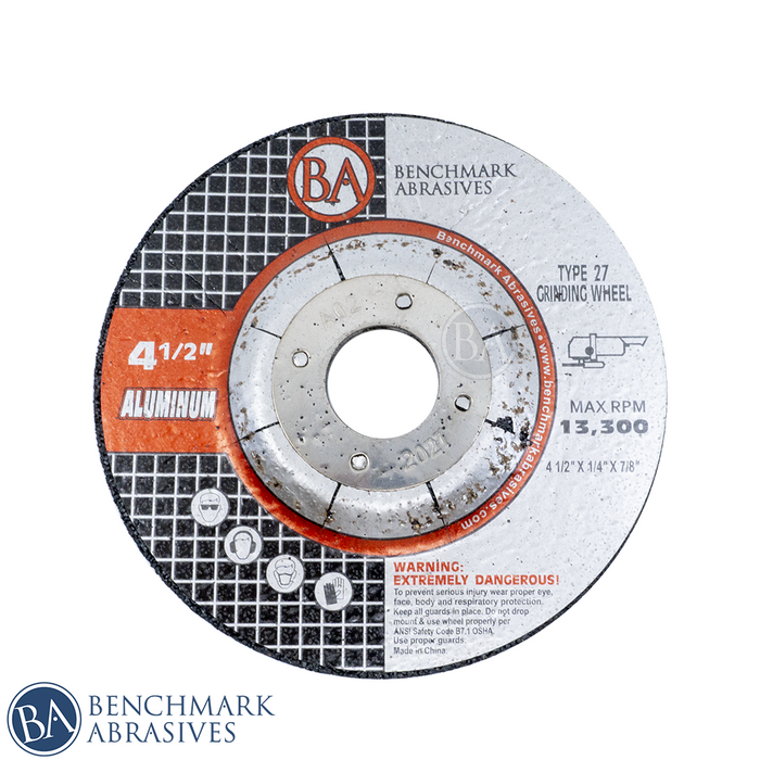 4-1/2" x 1/4" x 7/8" T27 Depressed Center Grinding Wheel For Aluminum - 25 Pack