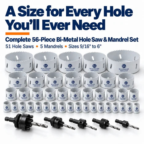 Complete 56-piece Bi-metal Hole Saw & Mandrel Set – A Size For Every Hole You'll Ever Need