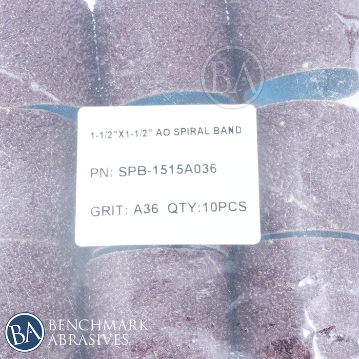 1-1/2" x 1-1/2" Aluminum Oxide Spiral Band - 10 Pack