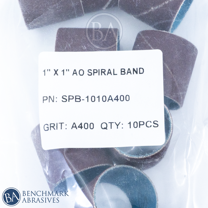 1" x 1" Aluminum Oxide Spiral Band - 10 Pack