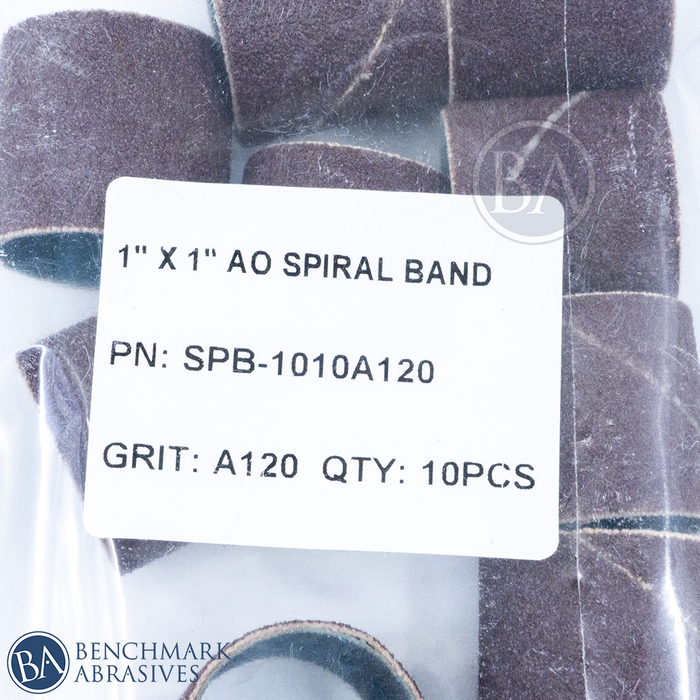 1" x 1" Aluminum Oxide Spiral Band - 10 Pack