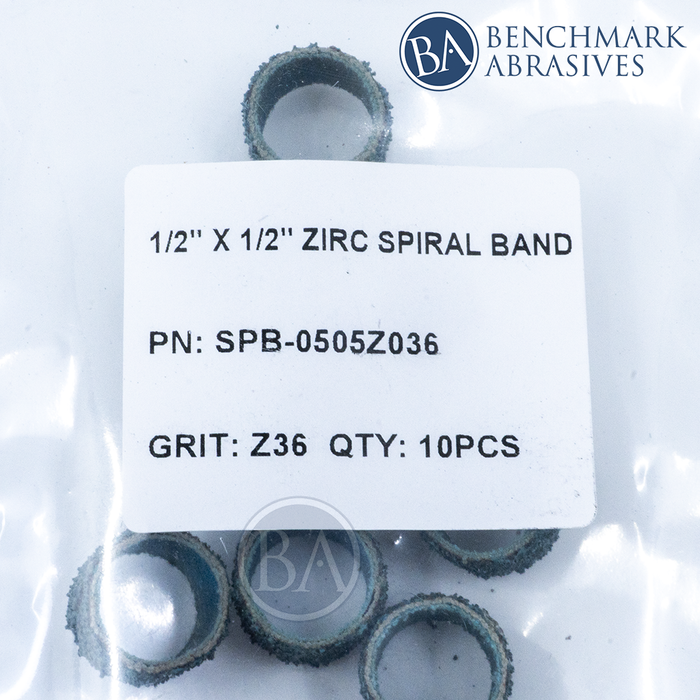 1/2" X 1/2" Zirconia Spiral Band - 10 Pack