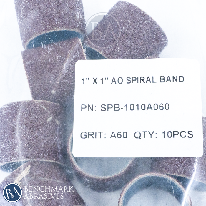 1" x 1" Aluminum Oxide Spiral Band - 10 Pack