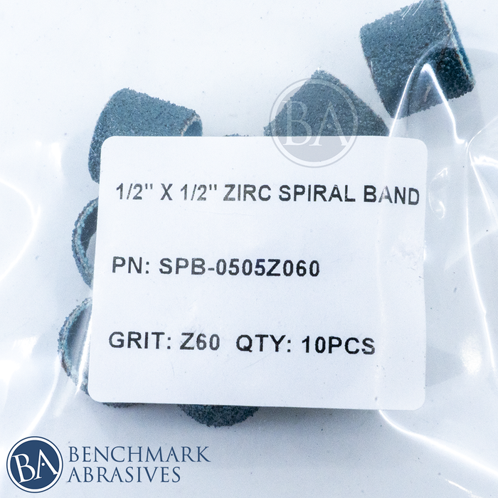 1/2" X 1/2" Zirconia Spiral Band - 10 Pack