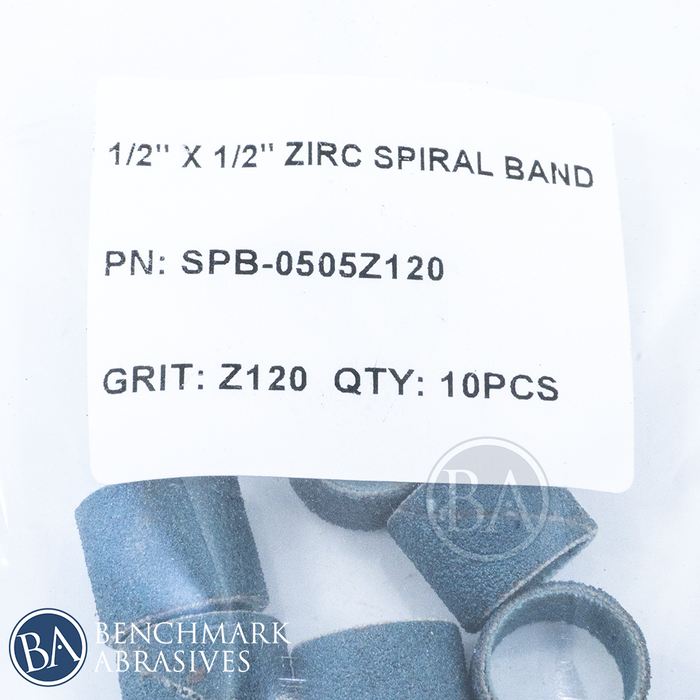 1/2" X 1/2" Zirconia Spiral Band - 10 Pack