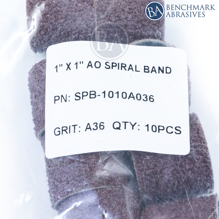 1" x 1" Aluminum Oxide Spiral Band - 10 Pack