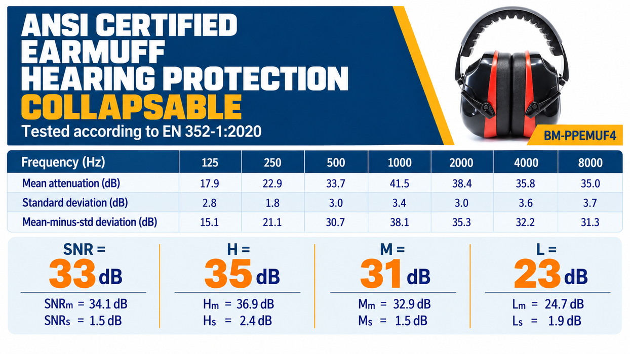 Ansi Certified Earmuff Hearing Protection – Collapsable