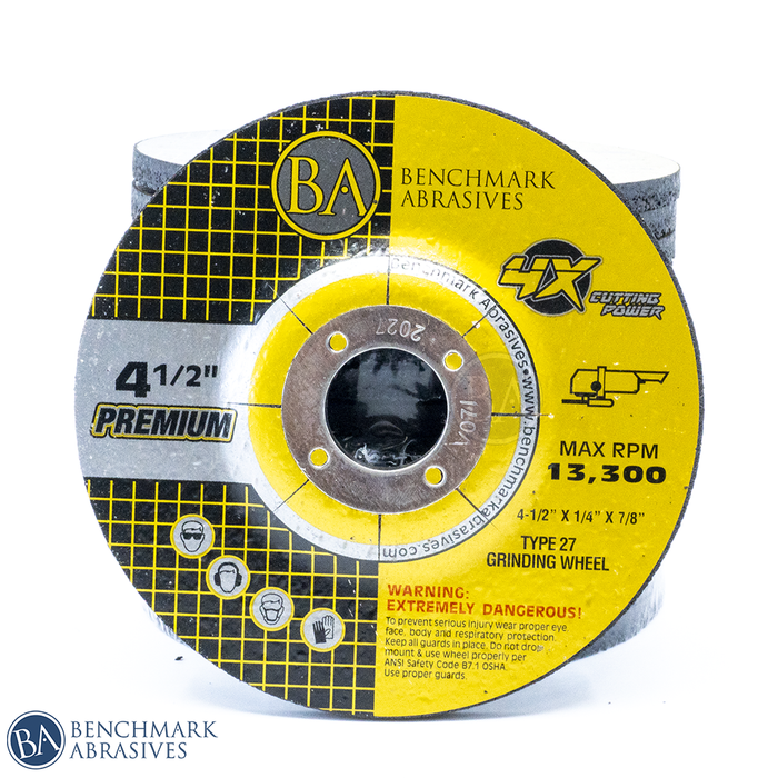 4-1/2" X 1/4" X 7/8" T27 High Performance 4x Depressed Center Grinding Wheel - 25 Pack