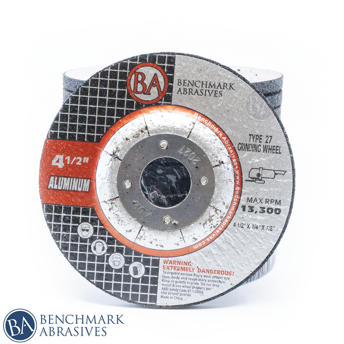 4-1/2" x 1/4" x 7/8" T27 Depressed Center Grinding Wheel For Aluminum - 25 Pack