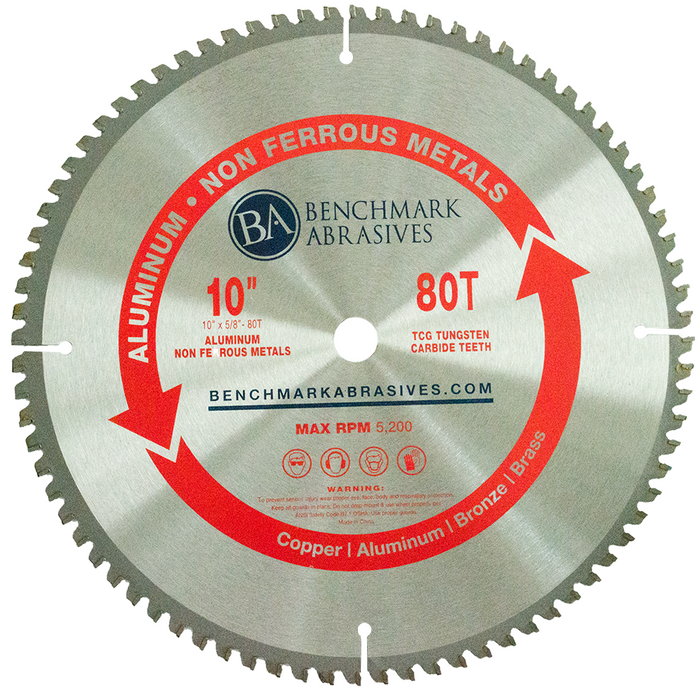 10" 80 Tooth TCT Saw Blade for Aluminum