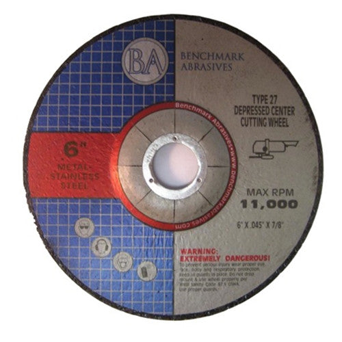 6" x .045 x 7 8" T27 Depressed Center Thin Cut Off Wheel 25 pack