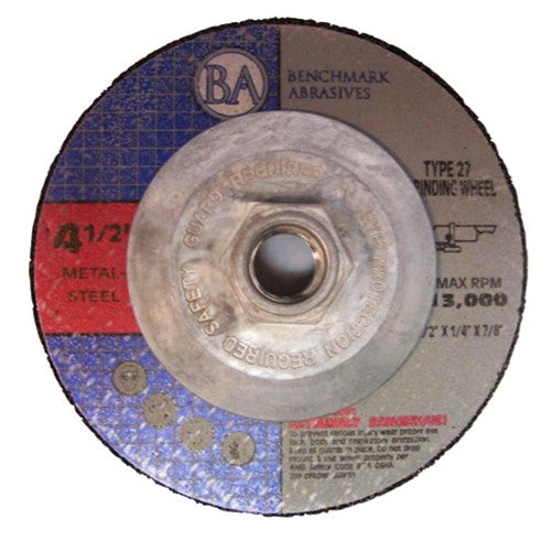 4-1/2 x 1/4 x 5/8-11 Hubbed Grinding Wheel Type 27 for Angle