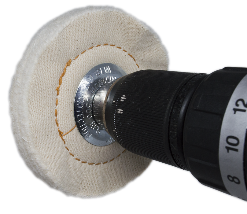 Benchmark Abrasives 4 x 1/4 Mandrel | Cotton Cushion Sewn Buffing Wheel