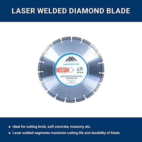14" Laser Welded Segmented Diamond Blade with Steel Core