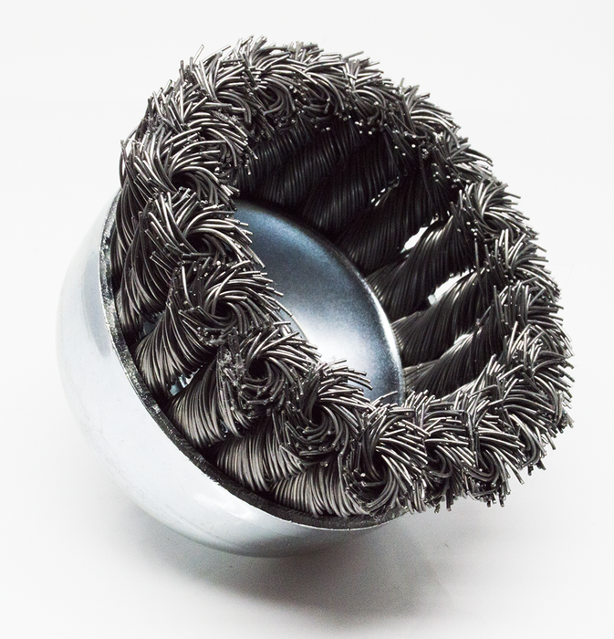 3" x 5/8"-11 Knotted Cup Brushes, Carbon Steel