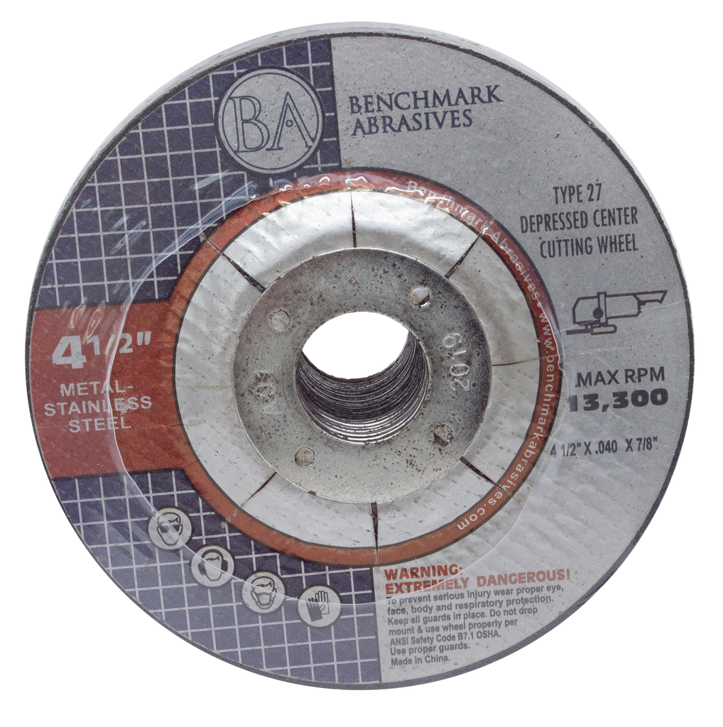 4-1/2" x .040 x 7/8" T27 Depressed Center Thin Cut-off Wheel - 25 pack