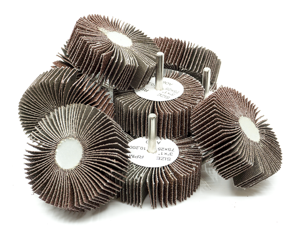 3" x 1" (1/4" shaft) Aluminum Oxide Flap Wheel - 10 pack