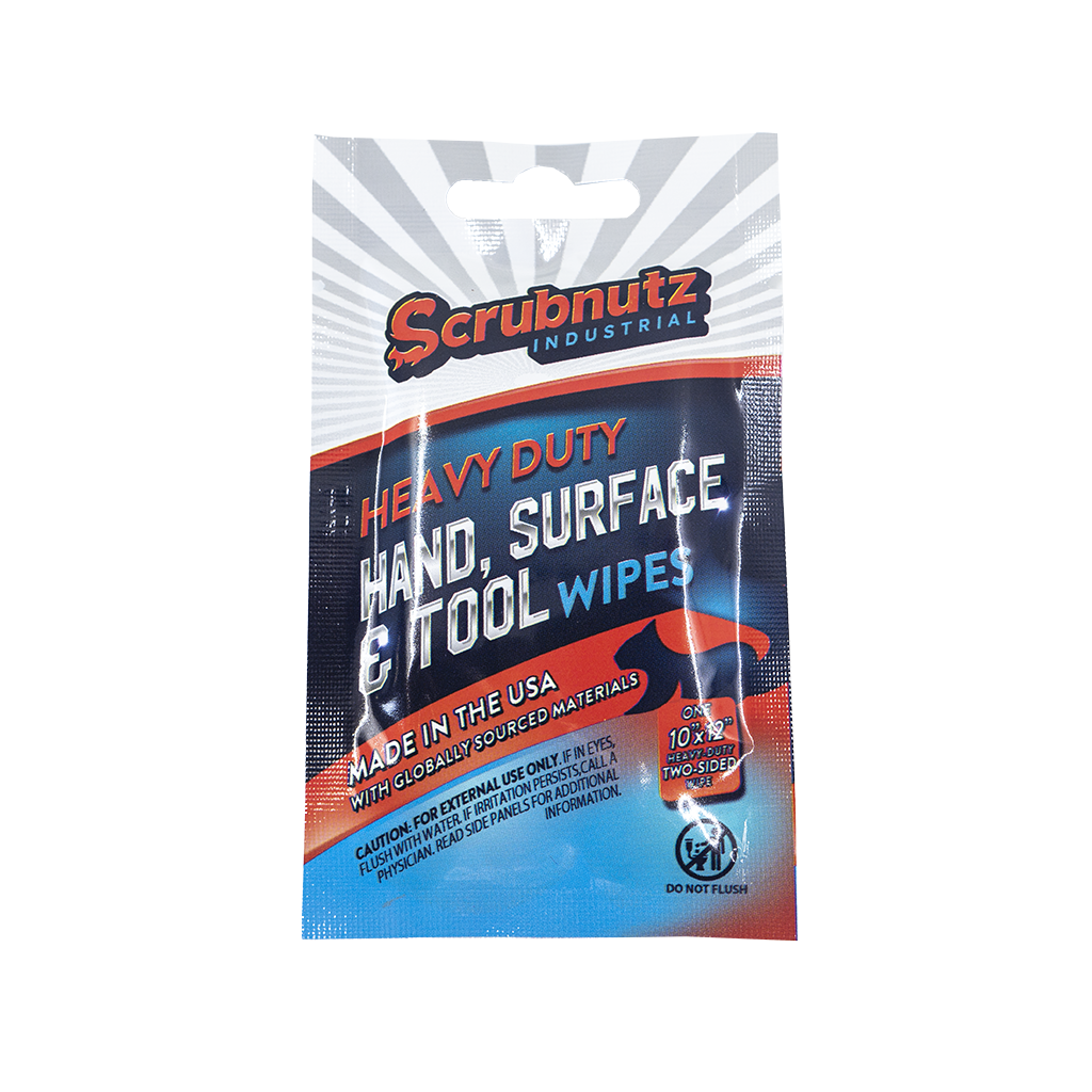 Scrubnutz Industrial Heavy Duty Hand, Surface And Tool Wipes – 25 Wipes (FREEWIPES)