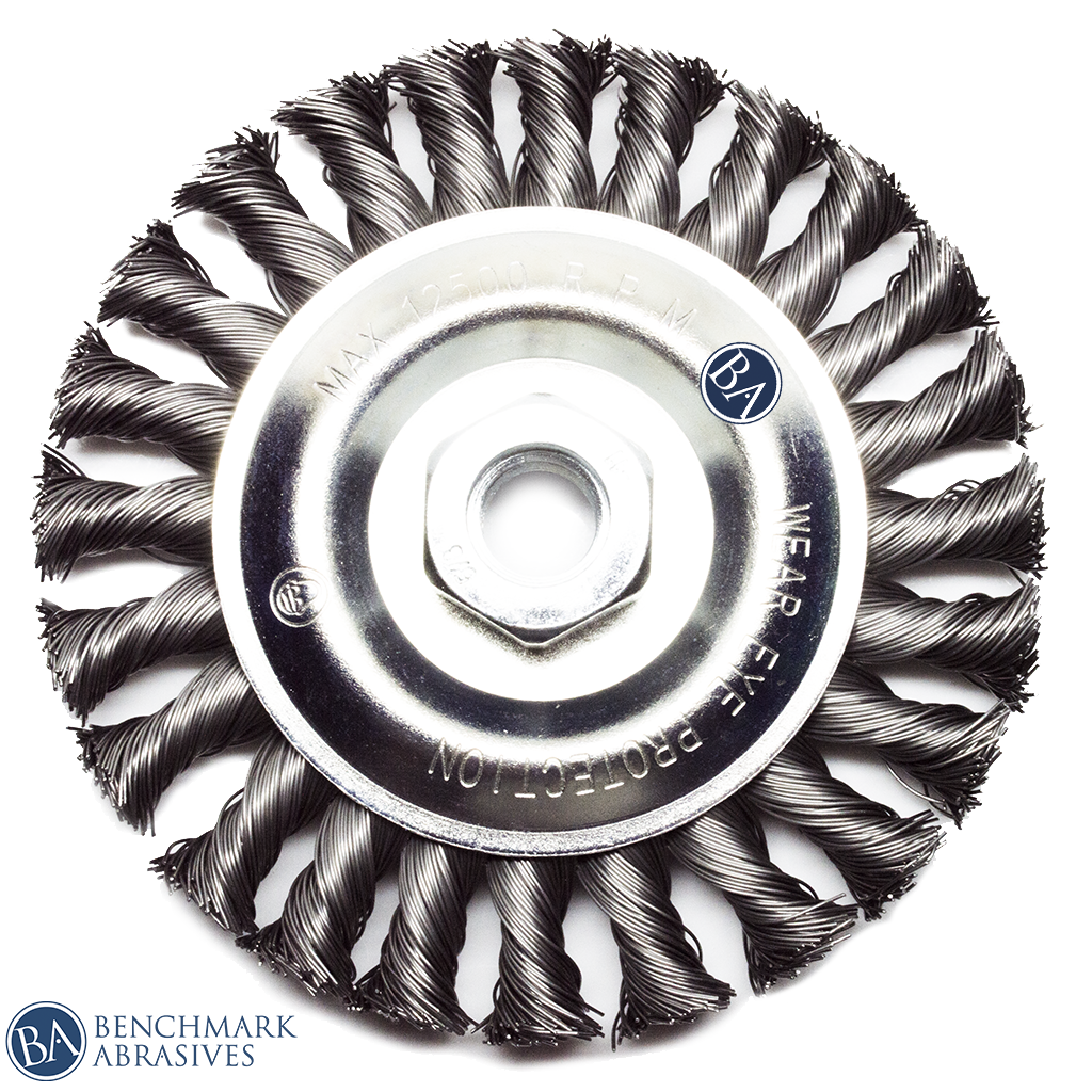 4 Knot & Crimped Wire Wheel, Wire: .014, Arbor: 5/8''-11, Material: Carbon  Steel Regular Twist