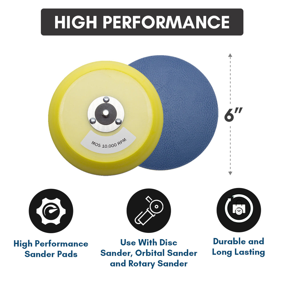 6” DA Orbital Sander Backing Pad For PSA Adhesive Discs — Benchmark